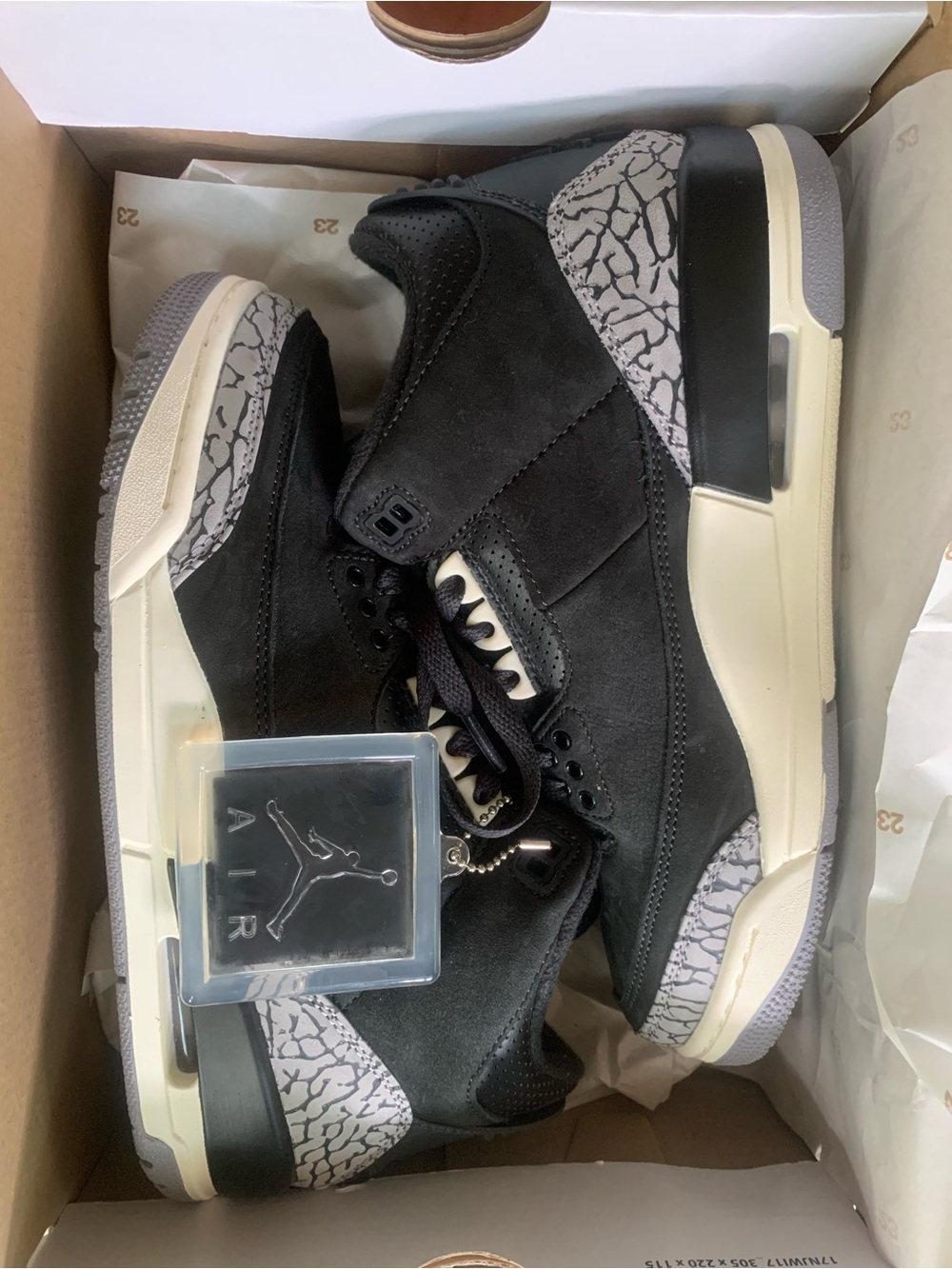 Women’s Air Jordan 3 Retro Sneakers — OFF NOIR/BLACK SAIL | Size W7.5 / 6Y